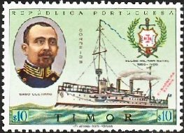 Stamp, Gago Coutinho (1869-1959), East Timor,  , Ships, Famous People, Sailing, Coats of Arms, Sailing Ships
