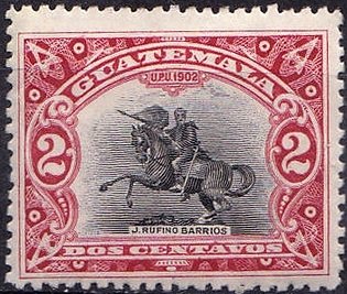 Stamp, Statue of Justo Rufino Barrios, Guatemala,  , Monuments, Heroes, Equestrianism and horse riding