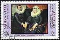 Stamp, Housband and wife, by Van Dick, Aden,  