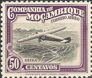 Stamp, Airplane over Beira, Mozambique society,  