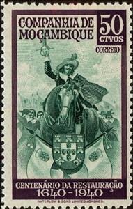 Stamp, Joao de Braganca, Mozambique society,  