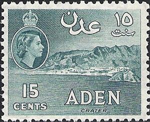 Stamp, Kraytar (Crater), Aden,  , Heads of State, Landscapes, Volcanos, Queens, Lakes