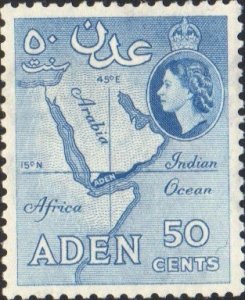 Stamp, Map of Aden, Aden,  , Maps, Queens