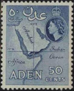 Stamp, Map of Aden, Aden,  , Maps, Queens
