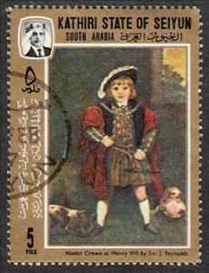 Stamp, Master Crewe as Hanry VIII by Sir Joshua Reynolds, Aden,  