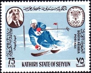 Stamp, Slalom Skieen, Aden,  , Olympic Games, Skiing, Slalom