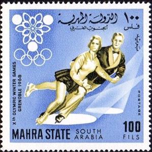 Stamp, Ice Dancing, Aden,  , Olympic Games, Figure-skate