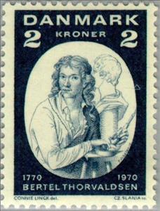 Stamp, Thórvaldsen, Bertel, Denmark,  , Engravings, Art, Sculptors