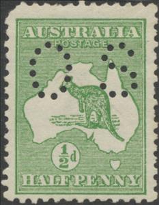 Stamp, Kangaroo and Map, Perforated OS, Australia,  , Mammals, Kangaroos, Animals (Fauna)