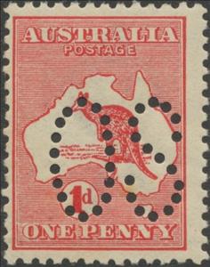 Stamp, Kangaroo and Map, Perforated OS, Australia,  , Maps, Kangaroos, Animals (Fauna)