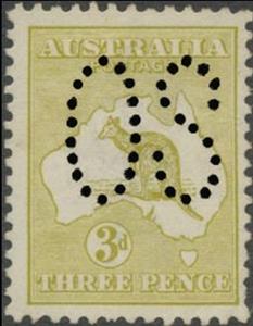 Stamp, Kangaroo and Map, Perforated OS, Australia,  , Maps, Mammals