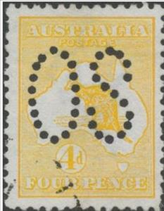Stamp, Kangaroo and Map, Perforated OS, Australia,  , Maps, Mammals