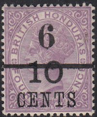 Stamp, Two Surcharges,Black,Red, British Honduras,  