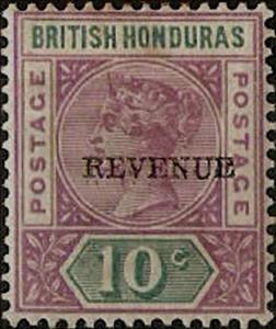Stamp, Overprinted in Black, British Honduras,  