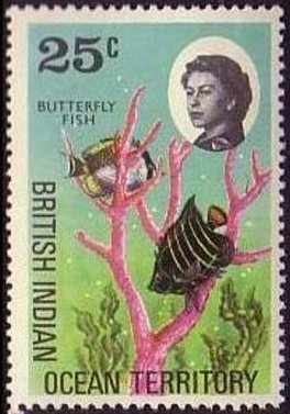 Stamp, Somali Butterflyfish (Chaetodon leucopleura), British Indian Ocean Territory,  , Fishes