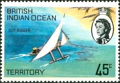 Stamp, Outrigger Canoe, British Indian Ocean Territory,  