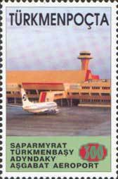 Stamp, Saparmurat International Airport, Ashkabat, Turkmenistan,  , Airports, Aviation, Aircrafts