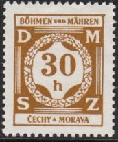 Stamp, Value in a laurel wreath, Bohemia and Moravia,  , Wreaths