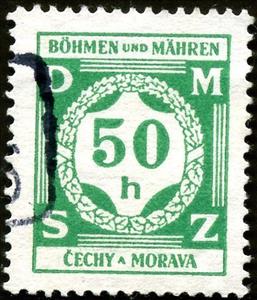 Stamp, Value in a laurel wreath, Bohemia and Moravia,  , Wreaths