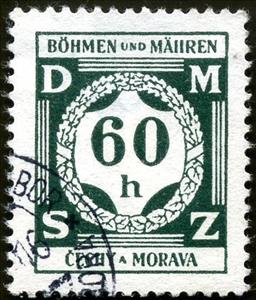 Stamp, Value in a laurel wreath, Bohemia and Moravia,  , Wreaths