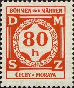 Stamp, Value in a laurel wreath, Bohemia and Moravia,  , Wreaths