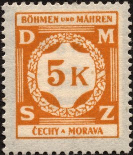 Stamp, Value in a laurel wreath, Bohemia and Moravia,  