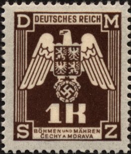 Stamp, Eagle with shield of Bohemia, Empire badge, Bohemia and Moravia,  