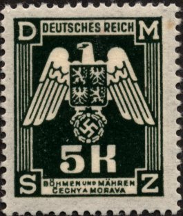 Stamp, Eagle with shield of Bohemia, Empire badge, Bohemia and Moravia,  