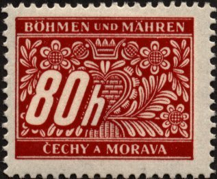 Stamp, Stylized flowers and branches, Bohemia and Moravia,  