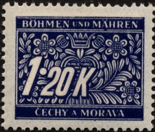 Stamp, Stylized flowers and branches, Bohemia and Moravia,  