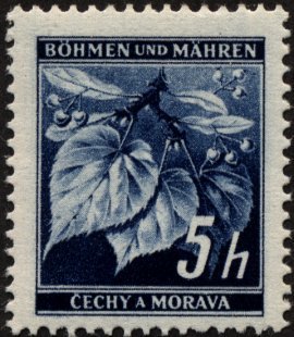 Stamp, Lime tree branch with fruits, Bohemia and Moravia,  , Fruits
