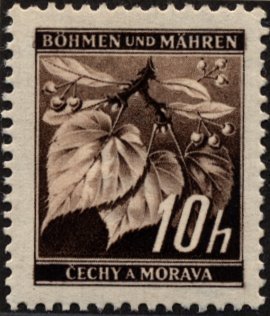Stamp, Lime tree branch with fruits, Bohemia and Moravia,  , Fruits