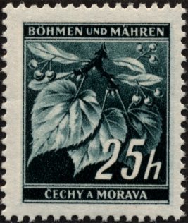 Stamp, Lime tree branch with fruits, Bohemia and Moravia,  , Fruits