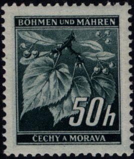 Stamp, Lime tree branch with fruits, Bohemia and Moravia,  , Fruits
