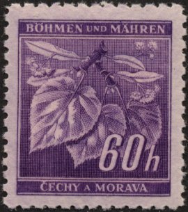 Stamp, Lime tree branch with blossoms, Bohemia and Moravia,  , Trees, Fruits