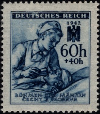 Red Cross nurse cares for wounded