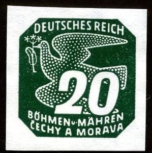 Stamp, Stylized dove, Bohemia and Moravia,  