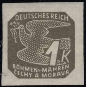 Stamp, Stylized dove, Bohemia and Moravia,  