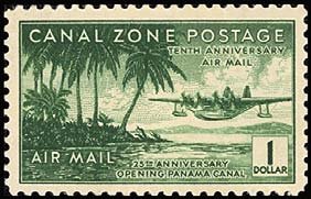 Stamp, Airplane over Canal Zone, Canal Zone,  , Canals, Aircrafts