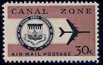 Stamp, Seal and Jet Plane, Canal Zone,  