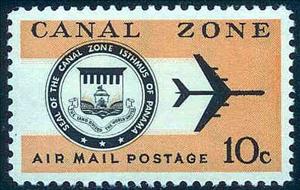 Stamp, Seal and Jet Plane, Canal Zone,  