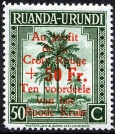 Palmtree (RW-U 132) red overprint (French-Dutch)
