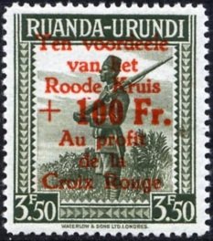 Soldier (RW-U 140) red overprint (Dutch-French)