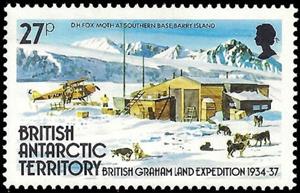 Stamp, D. H. Fox Moth at southern base, Barry Island, British Antarctic Territory (BAT),  , Aviation, Aircrafts