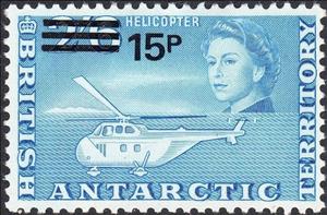 Stamp, Surcharged, British Antarctic Territory (BAT),  , Helicopters, Aviation
