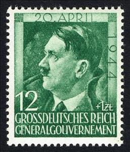 Stamp, Adolf Hitler, 55th birthday, Germany, General Government,  
