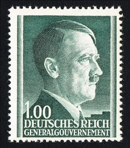 Stamp, Effigy of Hitler, Germany, General Government,  
