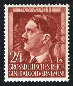 Stamp, Adolf Hitler, 55th birthday, Germany, General Government,  