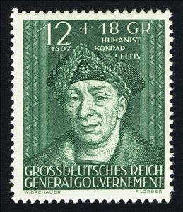 Stamp, Konrad Celtis, Germany, General Government,  