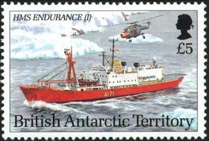 Stamp, HMS Endurance, British Antarctic Territory (BAT),  , Ships, Helicopters, Aviation
